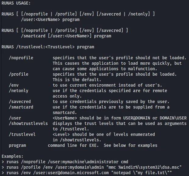 runas command documentation